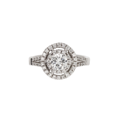 Nowoczesny pierścionek zaręczynowy z brylantem z białego złota KAREA ID 000168