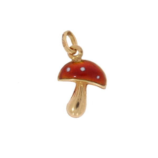 Wisiorek–muchomor ze złota z czerwoną emalią i białą KAREA ID 000450