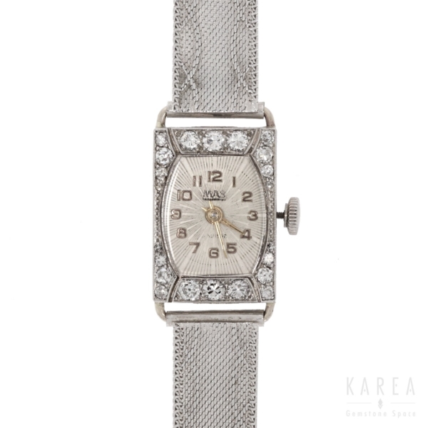 Zegarek biżuteryjny art déco z diamentami z białego złota aukcja KAREA ID 000340