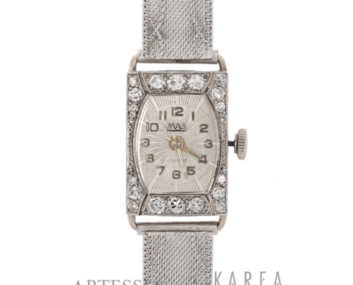 Zegarek biżuteryjny art déco z diamentami z białego złota aukcja KAREA ID 000340