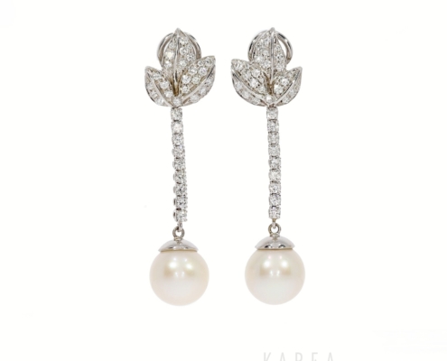 Kolczyki długie perłami i brylantami aukcja KAREA ID 000903