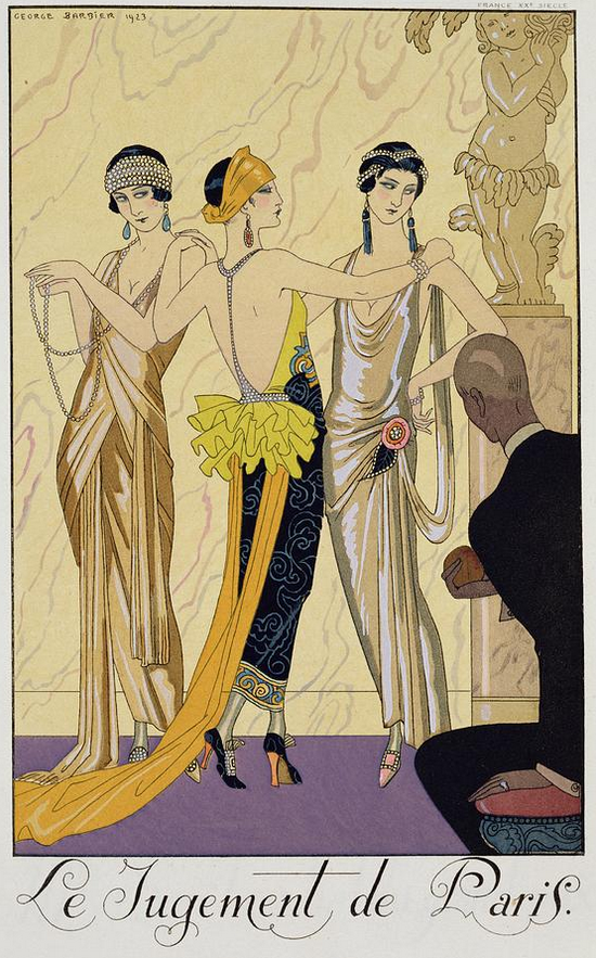 Georges Barbier, Sąd Parysa, 1924, biżuteria art déco